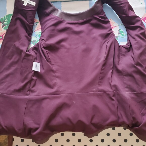 Veronica Beard 0 Leather Corset Back Vest Peplum Sleeveless Burgundy Plum Tank - Picture 6 of 12